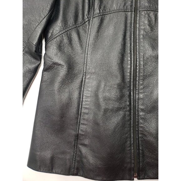 Jacqueline Ferrar Women’s Black Leather Mid-Length Timeless Classic Jacket Sz M - Picture 6 of 16
